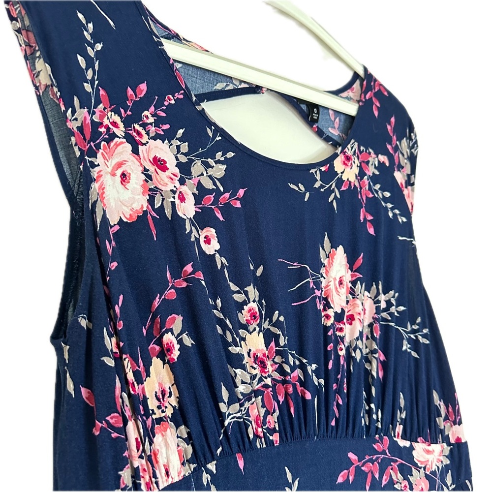 Torrid Sanguine Breeze Fit Flare Navy Floral Challis Dress 0 Keyhole Coquette - Picture 8 of 13